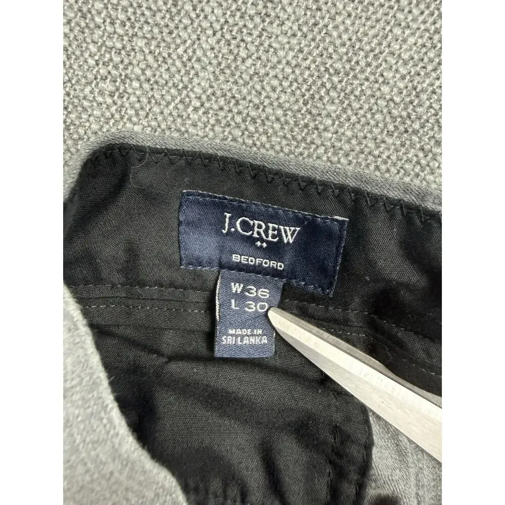 J.Crew Bedford Dress Pants Men’s 36x30 Gray Flat Front Cotton Chino Trousers